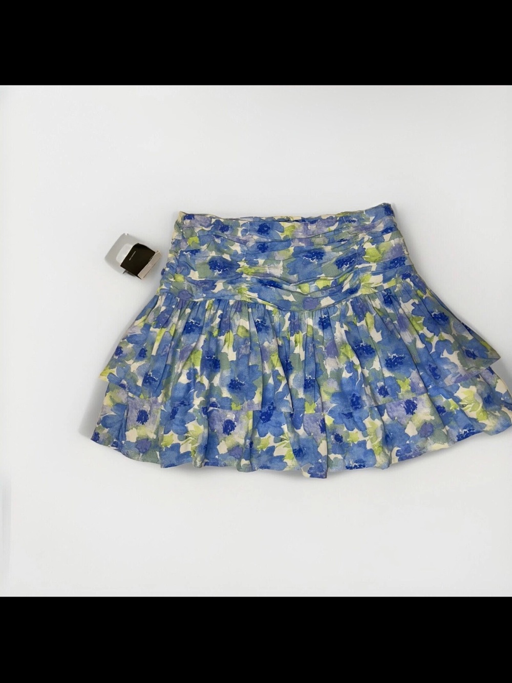 NWT Floral Blue Tiered Mini Skirt